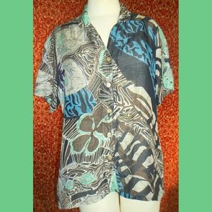 MANGO TANGO rayon/linen short sleeve blouse M✨